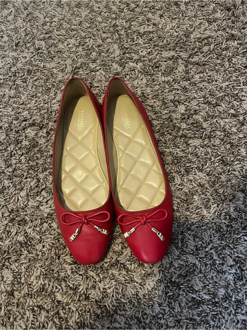 Michael Kors Red Leather Bow Ballet Flats
